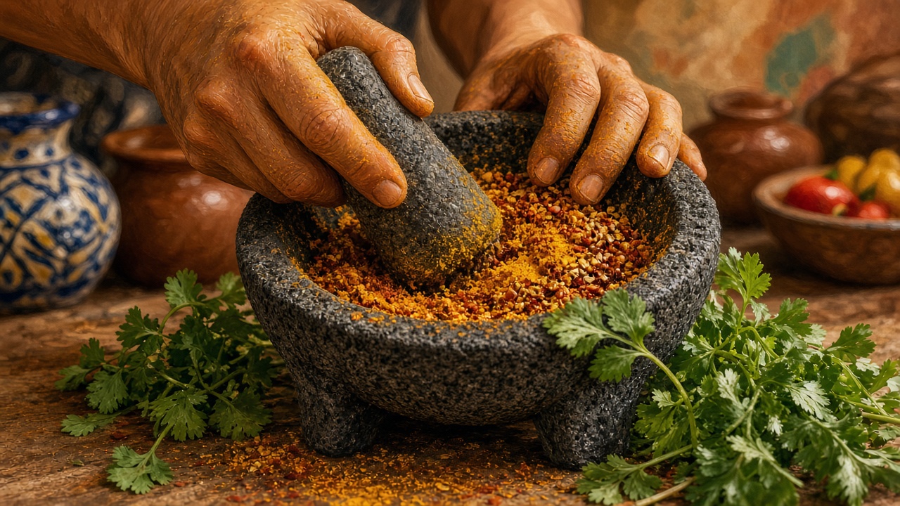 Hands cooking in a warm kitchen